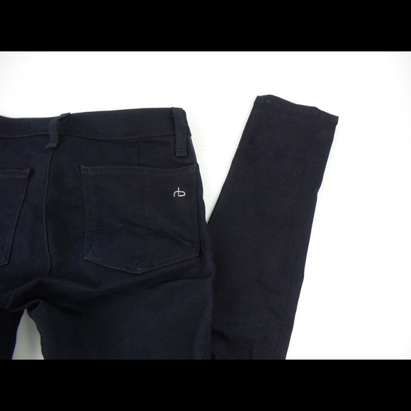 Rag & Bone Lamb Leather Trim Cotton Stretch Jeans - Picture 8 of 12